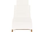 Lettino Pieghevole Con Cuscino Bianco Crema In Teak Massiccio
