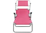 Lettino Con Tettuccio Parasole In Acciaio Rosa