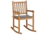 Sedia A Dondolo Con Cuscino Grigio In Teak Massiccio