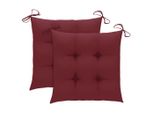 Sedia A Dondolo Con Cuscino Rosso Vino In Teak Massiccio