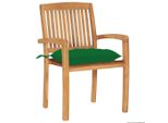 Vidaxl Sedie Da Giardino 2 Pezzi Con Cuscini Verdi In Legno Massiccio Teak