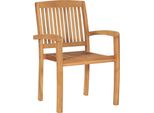 Sedie Da Giardino Impilabili 4 Pezzi. Legno Massiccio Di Teak