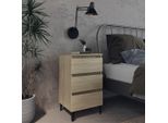 Comodino Con Gambe In Metallo Rovere Sonoma 40X35X69 Cm
