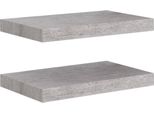 Vidaxl Mensole Sospese 2 Pz. Grigio Cemento 40X23X3,8 Cm Mdf