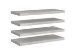 Mensole Sospese 4 Pz. Grigio Cemento 80X23,5X3,8 Cm Mdf