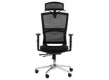 Sedia Da Ufficio Girevole Ergonomica Trent, Base Cromata, Supporto Lombare, Braccioli Regolabili, Seduta Scorrevole (Avanti-Indietro), Nero