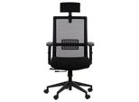Sedia Da Ufficio Ergonomica Girevole Riverton M/H, Braccioli Regolabili, Poggiatesta, Schienale In Rete, Sedile Scorrevole (Avanti-Indietro), Nero