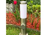 Lampada Da Terra In Acciaio Inox E27 IP44 - Con Presa Di Corrente