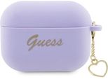 Guess Guap2Lschsu Airpods Pro 2 (2022/2023) Cover Purpurowy/Purple Silicone Charm Heart Collection