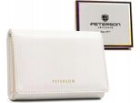 Peterson | Portafoglio Ecologico Da Donna, In Pelle, Con Bottoni A Pressione E Zip, Bianco, 13X9 Cm
