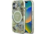 Etui Guess Glitter Flowers Triangle Buttons Magsafe Do Iphone 16 Zielony