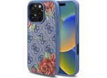 Guess Guhmp16Lp4Ropemcb Custodia Rigida Iphone 16 Pro 6.3 Niebieski/Blu 4G Fiori Stampa Magsafe