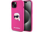 Karl Lagerfeld Klhmp15Sskhpplf Custodia Rigida Per Iphone 15 6.1 Fucsia/Fuschia Silicone Karl Head Print Magsafe