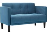 Vidaxl Divano A Due Posti In Velluto Blu 111 Cm