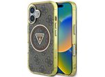 Etui Guess Iml Metal Glitter 4G Circle Triangle Magsafe Do Iphone 16 BrąZowy