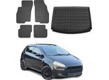 Set Tappetini E Fodera Bagagliaio Per Fiat Grande Punto 2006-2010 In Gomma Nera 5X
