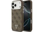 Custodia Per Iphone 17 Pro Max, Guess Hardcase Leather 4G Triangle Strass, Marrone