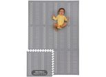 Tappeto Per Bambini In Schiuma Kindernest - 6 Pezzi, In Modo Sicuro, Antiscivolo, Morbido E Impermeabile, Grigio, 180X120 Cm