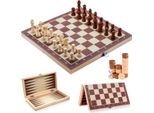 Gioco Da Tavolo In Legno 3 In 1 - Scacchi, Dama E Backgammon, Pieghevole