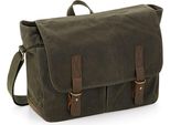 Quadra QD653 | Borsa A Tracolla Heritage In Tela Cerata , 28 X 34 X 12 Cm - Colore: Verde Oliva - Dimensioni: 28 X 34 X 12 Cm