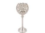 Portacandele In Alluminio Su Base - 31 X 13 Cm - Alluminio Argento