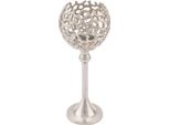 Portacandele In Alluminio Su Base - 36 X 15 Cm - Alluminio Argento