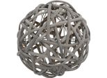 Palla Decorativa In Rattan Illuminata Con 10 Led - Ø 15 Cm - Palla Con Timer / Bianco Caldo