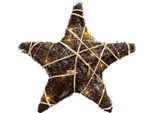 Stella Led Naturale Intrecciata - Circa 30 Cm / Oro E Marrone - Batteria Con Timer