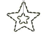 Stella Led Da Appendere Con Abete Verde - Circa 50 Cm - Batteria / Timer / Bianco Caldo