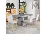 Set Di 4 Sedie Da Sala Da Pranzo Flieks, Sedie Da Cucina Con Gambe In Metallo Dorato, Sedia Da Soggiorno Sedia Da Trucco Sedie Imbottite Con Rivestimento In Velluto, Beige