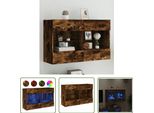 The Living Store Parete Tv Con Luci Led Rovere Fumé 98,5X30X60,5 Cm