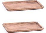 Set Di 2 Vassoi Da Portata In Legno Di Acacia Tavola Di Servizio Anea 30X20Cm