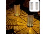 Set Di 2 Moderne Lanterne Solari Decorazione Lampada Scandinavo Balcone Giardino Bamba Bianco