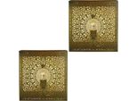Set Di 2 Lampade Orientali Da Parete Decorazione Murale Yakin Oro Antico
