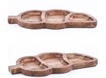 Set Di 2 Vassoi Da Portata In Legno Di Acacia Leaf 35X15 Cm