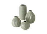 Boltze Vasen Set Zalina 4-teilig grün, Blumenvasen Porzellan lasiert, Deko-Vasen