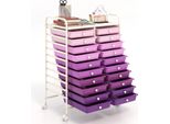 Carrello Costway Con 20 Cassetti Impilabili, Struttura In Metallo E Ripiano, Carrello A Cassetti Carrello Da Bagno Carrello Laterale Carrello Viola