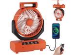 Ventilatore Da Tavolo Tolletour, Ventilatore Da Campeggio, Ricaricabile, Batteria Da 20000Mah, 4 Velocità, Con Telecomando, Luce Led E Gancio, Per Esterni, Tenda, Arancione