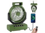Ventilatore Da Tavolo Bettizia, Ventilatore Da Campeggio, Ricaricabile, Batteria 20000Mah, 4 Velocità, Con Telecomando, Luce Led E Gancio, Per Esterni, Tenda, Verde