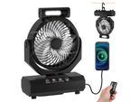 Ventilatore Da Tavolo Tolletour, Ventilatore Da Campeggio, Ricaricabile, Batteria Da 20000Mah, 4 Velocità, Con Telecomando, Luce Led E Gancio, Per Esterni, Tenda, Nero