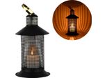 Lanterna Caelan 34 Cm In Oro Nero, Lanterna Da Giardino In Metallo Con Manico