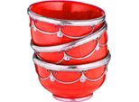 Ciotola Orientale In Ceramica Per Alimenti Per Le Dita Miranda Rossa, Set Di 3 Pezzi
