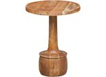 Tavolino Accursia - Rotondo, Ø 35 Cm, Altezza 45 Cm, Legno Di Mango