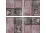 Set Di 4 Quadri Orientali Da Parete Decorazione Murale Sahra -3- 30Cm In Metallo
