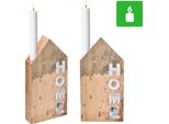 Set Di 2 Portacandele Decorativi In Legno Deco Modern Home