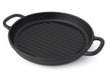 Maysternya Padella Rotonda In Ghisa Per Grigliare - ø 34 X 4 Cm - Accessori Per Barbecue - Cucina All'aperto - Bbq - Arrosti - Piastra Per Grigliare - Nero Opaco