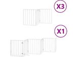 Vidaxl Cancelletto Per Cani A 15 Pezzi Con Porta Pieghevole Bianco 750 Cm Legno Di Pioppo