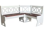Panca Angolare Bianca Ii In Legno Di Pino Con Seduta Nel Colore Calvados 150 X 150 Cm
