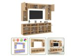 The Living Store Parete Tv 6 Pezzi Con Luci Led Rovere Sonoma