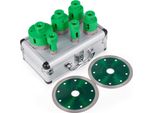 Set Sega A Tazza Diamantata - Trapano Per Piastrelle Set Sega A Tazza Diamantata - Punte M14 - 20/25/40/45/50/68 Mm - 2 Lame Per Sega